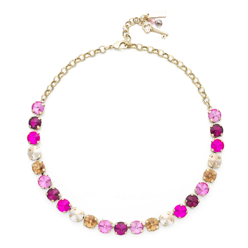 2023 Trendy Rhinestone Choker Gold Color Link Chain Colorful Crystal Pendant Necklace For Women Luxury Desinger zircon Jewelry