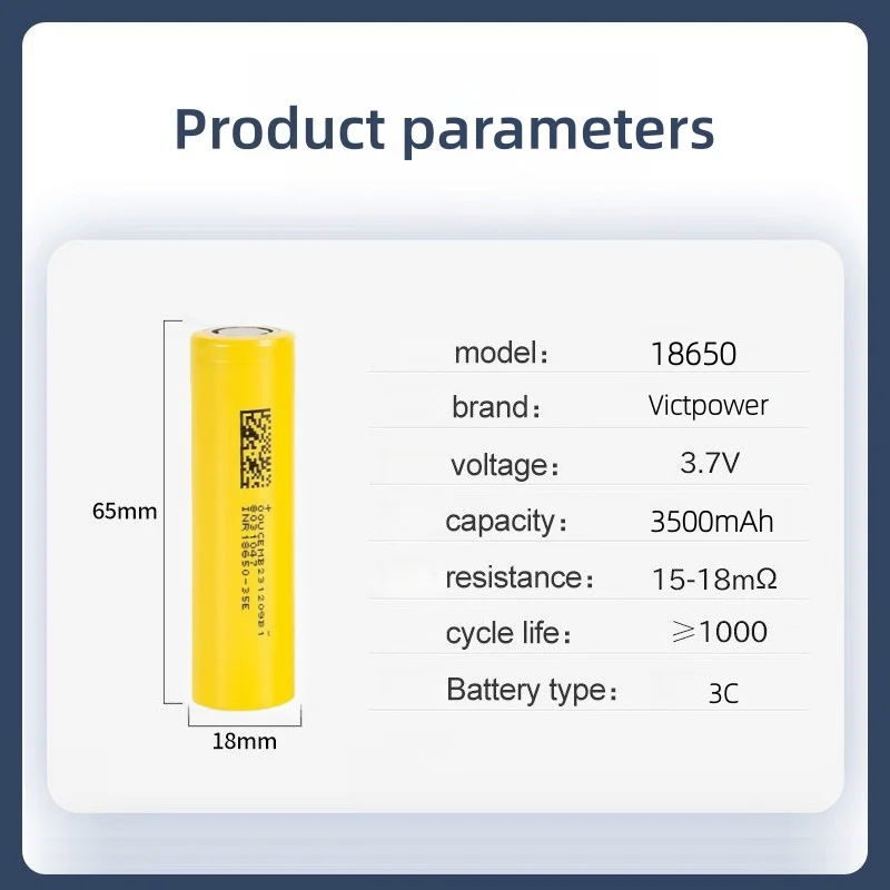 Victpower 10PCS 3.7V 3500mAh Rechargeable Lithium Battery Pack Cylindrical Ion Batteries for Toys,Consumer Electronics