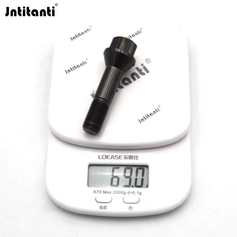 Jntitanti wheel parts accessories cone seat anti-theft Gr.5 titanium hub bolt wheel bolt M14*1.5*52mm for Ferrari racing car