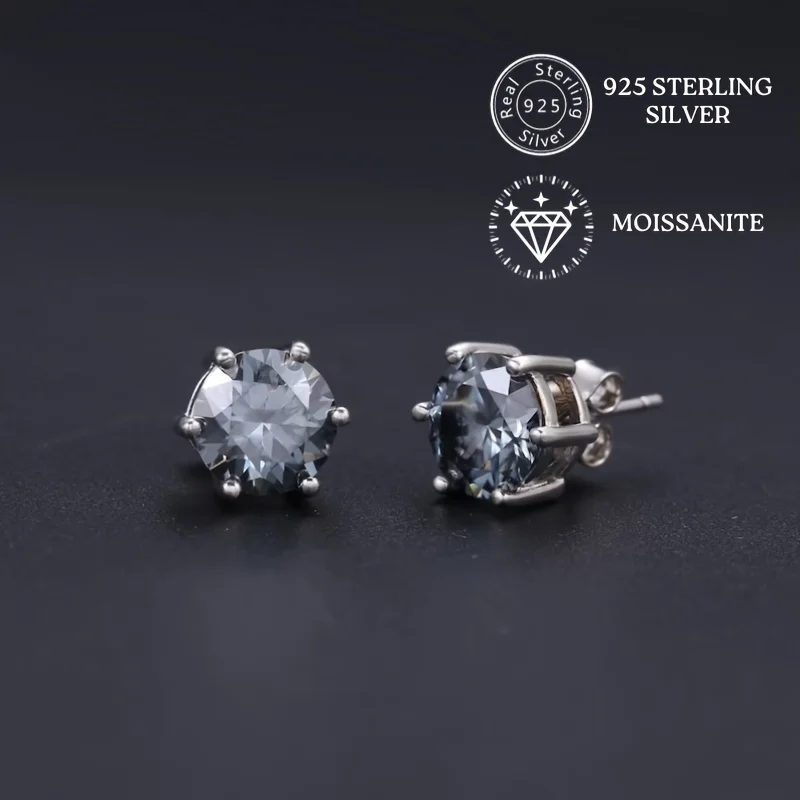 

Серьги-гвоздики с красивым муассанитом, рок-хип-хоп, стерлинговое серебро 925 пробы, 6 зубцов, нежный крутой подарок, рождественский подарок на День святого Валентина