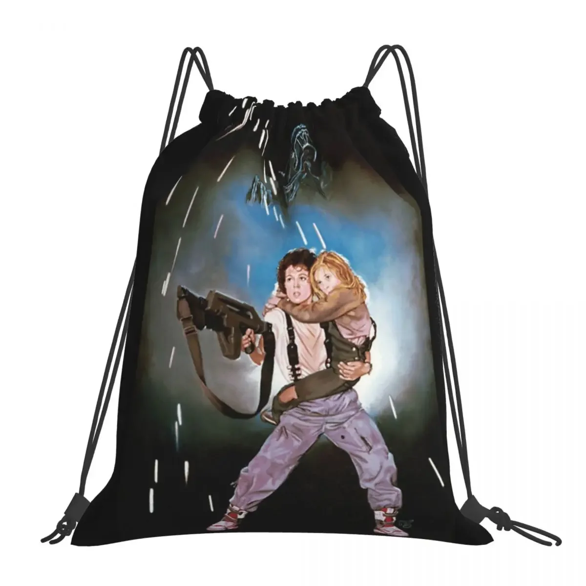 

Aliens Ripley And Newt Backpacks Casual Portable Drawstring Bags Drawstring Bundle Pocket Sundries Bag BookBag For Travel School