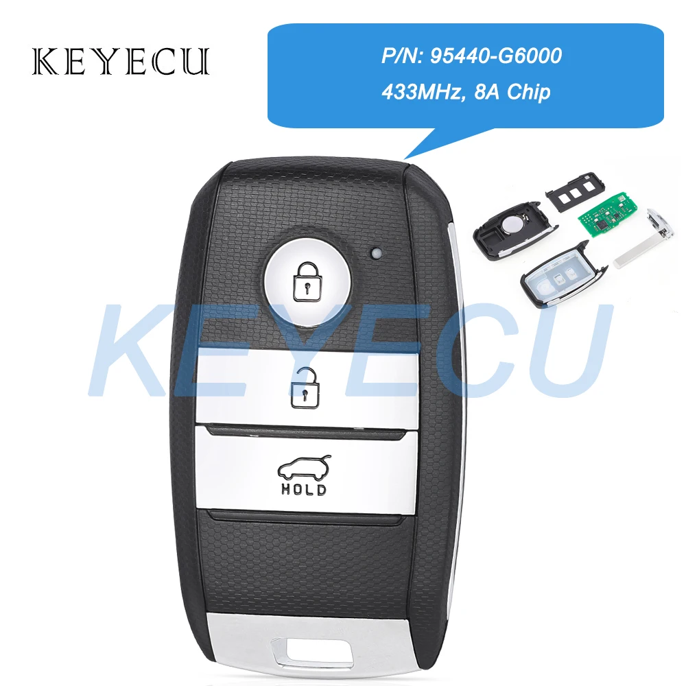 Keyecu 95440-G6000 For KIA Picanto Morning 2017 2018 2019 2020 2021 Smart Remote Car Key Fob 433MHz With 8A Chip SYEC3FOB1611