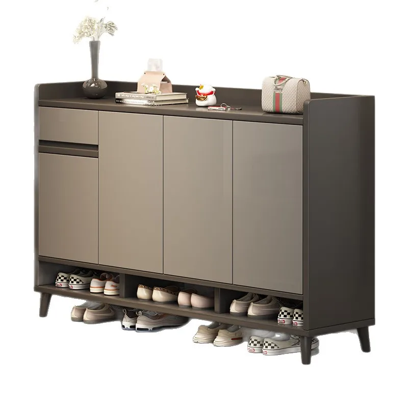 خزانة الأحذية باب منزلي 2025 شرفة داخلية جديدة خزانة متكاملة أرجل خشبية صلبة رف أحذية متعدد الطبقات #1