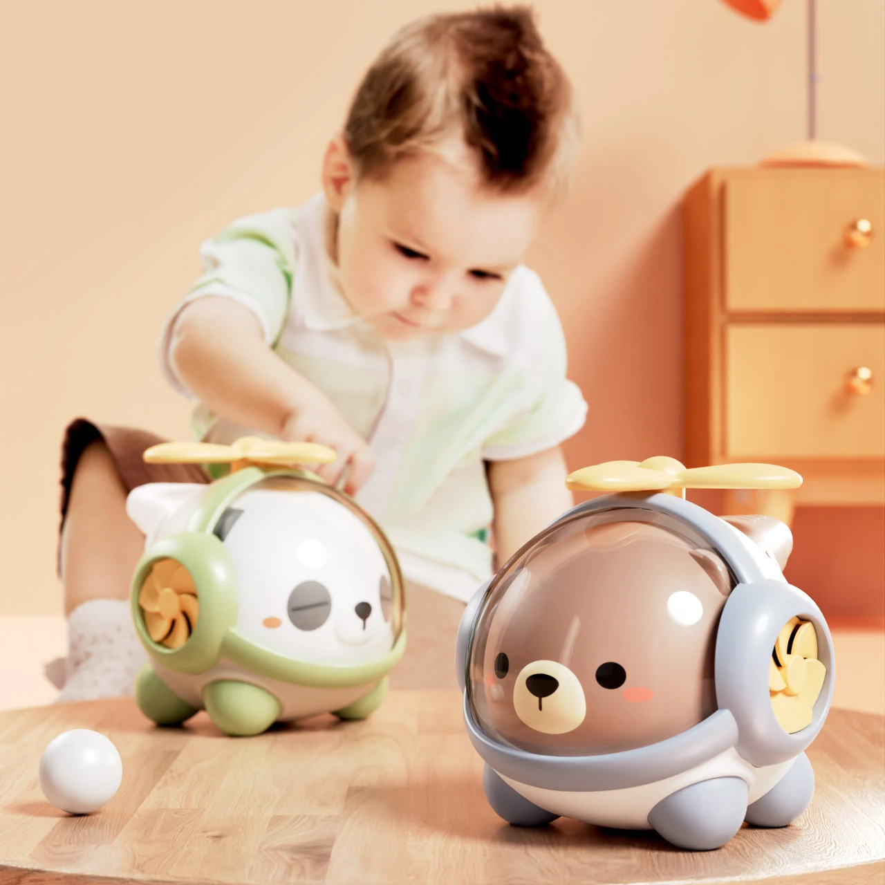 طفل ألعاب مونتيسوري 3 في 1 الحيوان الباندا الدب هليكوبتر التعليمية صفير سبينر لعب للسفر هدايا عيد الميلاد عيد الميلاد