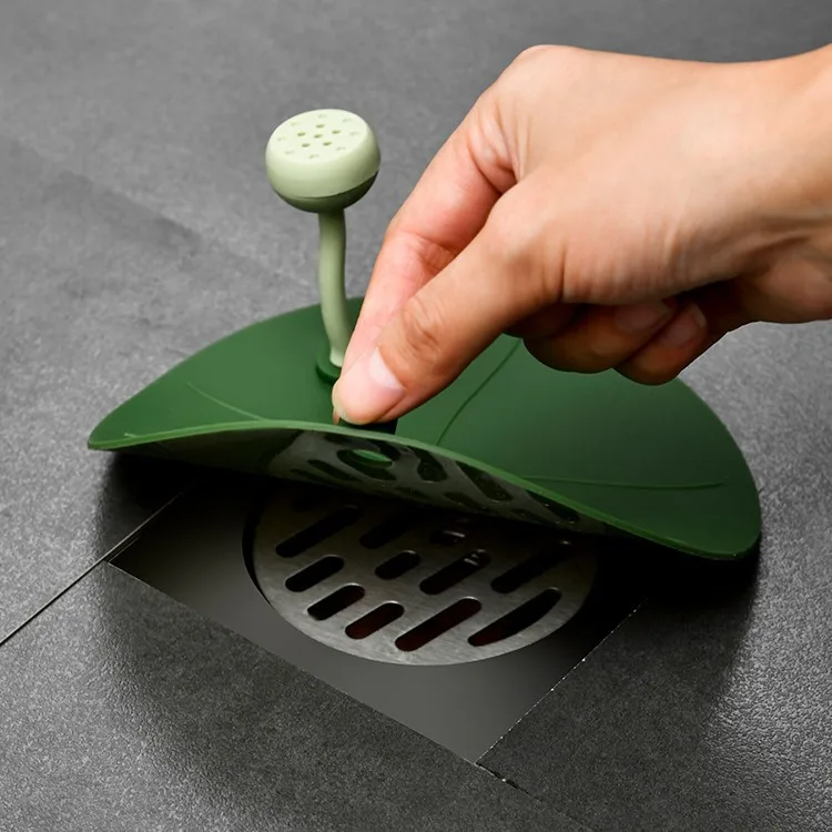 Shower Drain Floor Deodorant Cover Bathroom Silicone Sewer Cute Lotus Leaf Seal Cover Sink Hair Filter Bathtub Plug With Aroma