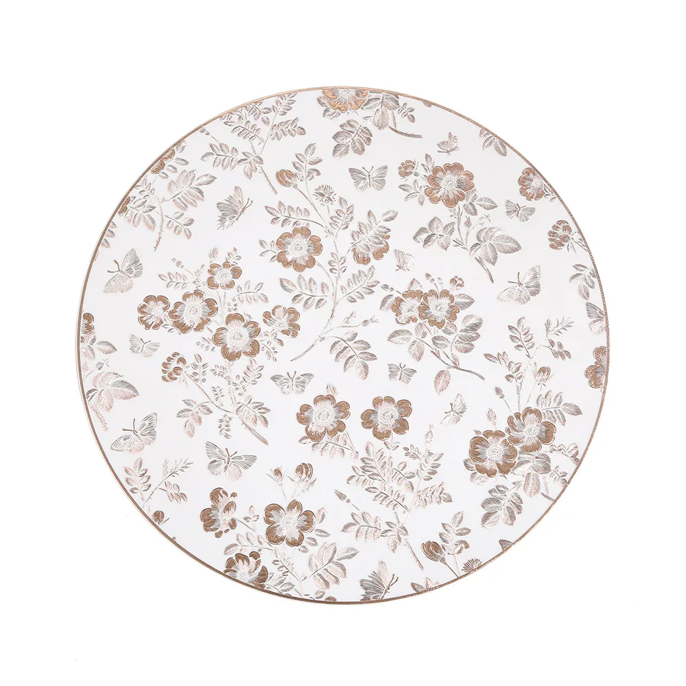 Round Luxury Small Flower Pattern Placemat Home Hotel Restaurant Anti Slip Waterproof Coffee Dining Table Decoration Mat Coaster