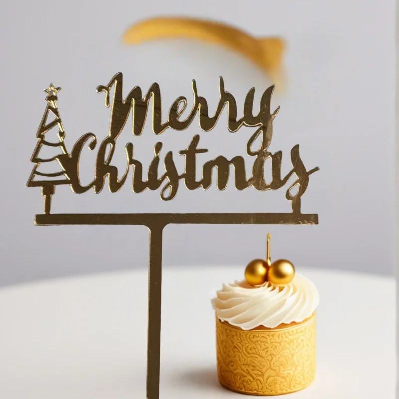 3 Stück wiederverwendbare Weihnachtskuchen-Topper, Acryl-Weihnachtsbaum-Weihnachtsmann-Dekoration für Cupcakes, Kekse, Dessert-Tisch