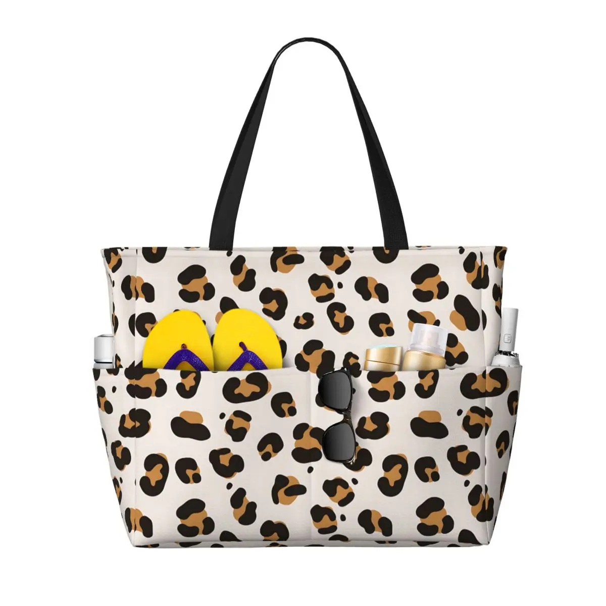 

Large Capacity BeachTravel Bag Animal Leopard Seamless Pattern Large Tote Beach Bag Shopping Bags Underarm Shoulder Bag