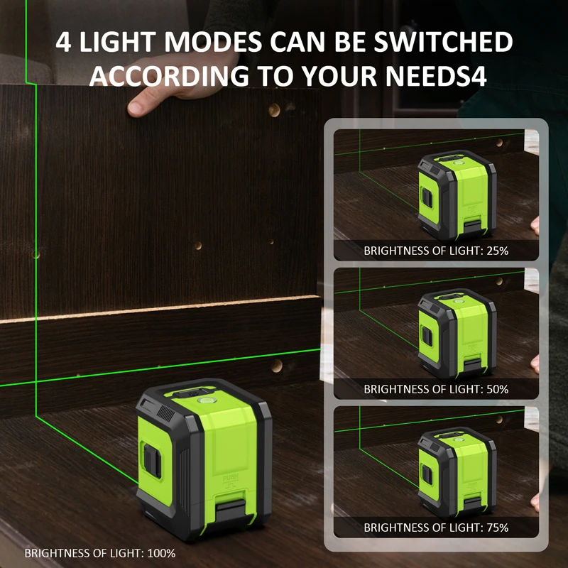 Lfine 2 Lines Mini Professional Laser Level Self Levelling Green Beams Laser Horizontal & Vertical Cross-Line Laser Level Tools