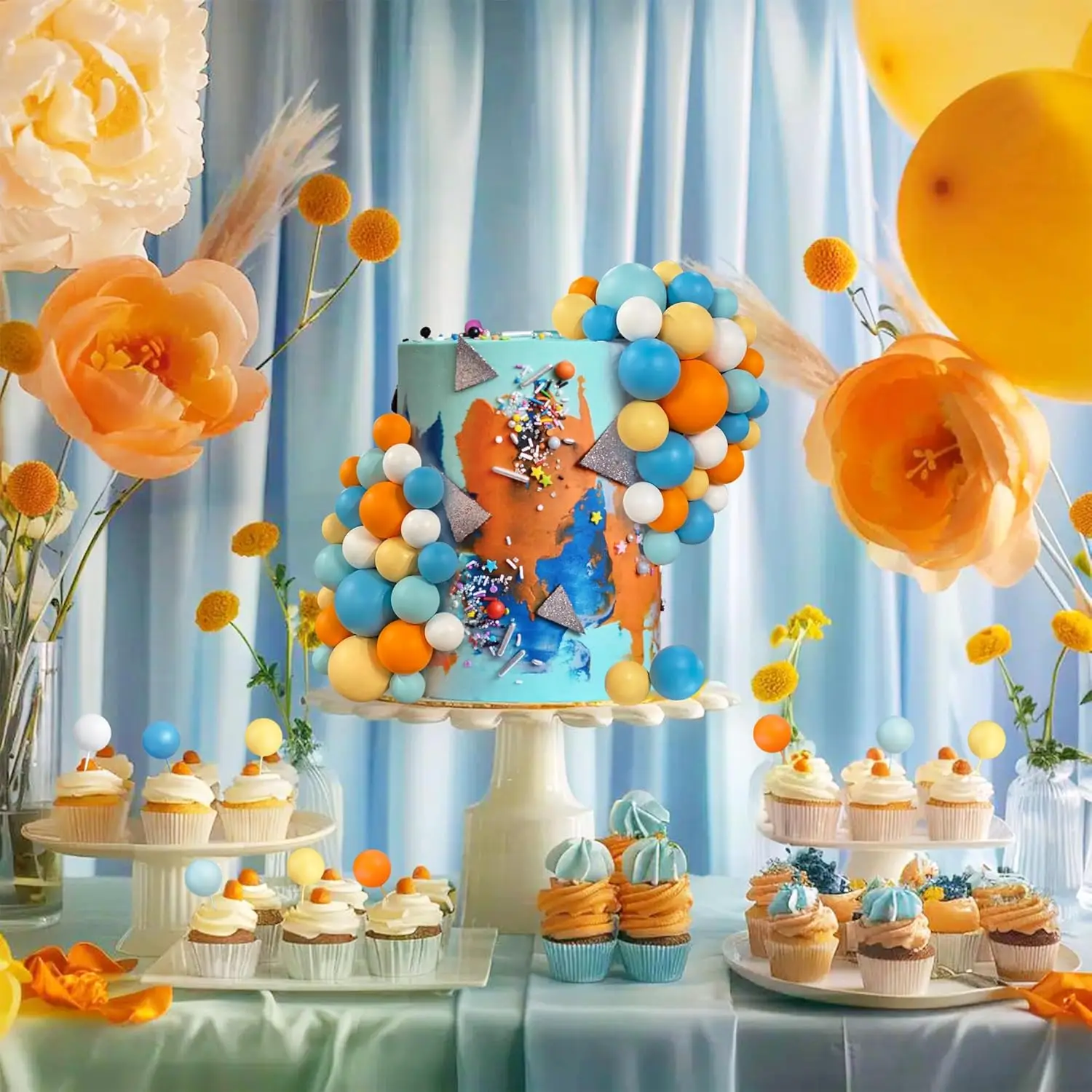 56 Stück Kugel-Kuchen-Picks, bunter kugelförmiger Kuchenaufsatz, Perlenkugeln, Cupcake-Kucheneinsatz-Aufsatz für Hochzeit, Geburtstag, Party – Detail 11