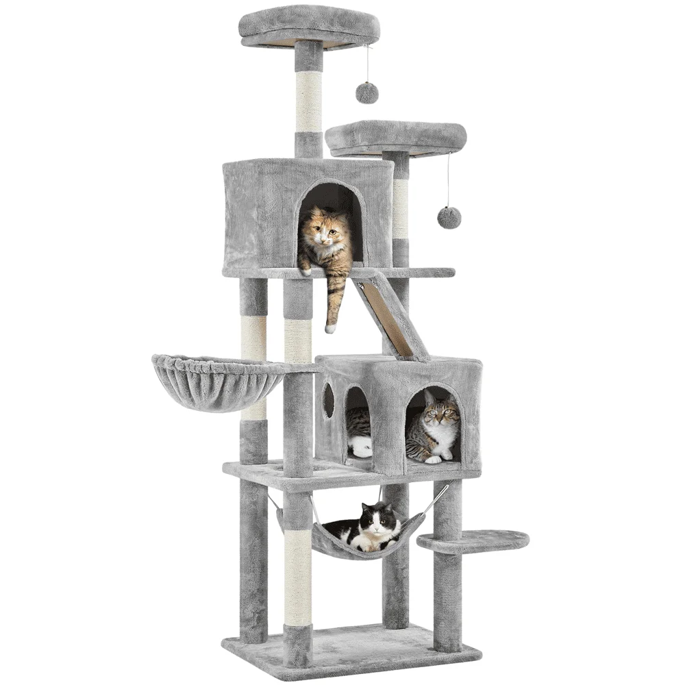 71.5″ H Large Cat Tree with 2 Cozy Perches and 2 Condos 1