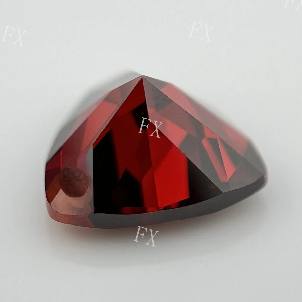 Cubic Zirconia Stone Single Hole Trillion Shape Garnet Brilliant Cut Loose CZ Stones Synthetic Gems Beads 5x5~12x12mm AAAAA