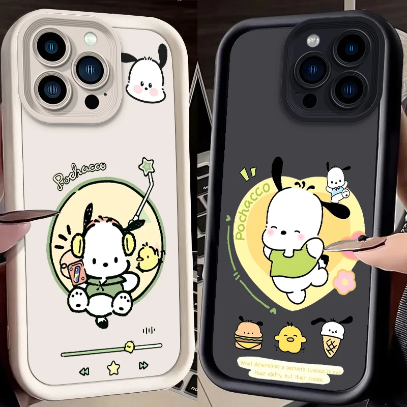 

Cartoon Cinnamon Dog Sanrio For Apple iPhone 15 14 13 12 Pro Max Mini 11 XS X XR 8 7 6 Plus Eye Ladder Cover Capa Fundas