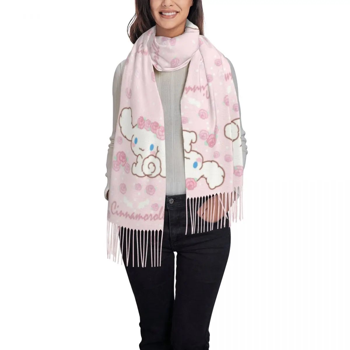 Custom Printed Cinnamoroll New Cartoons Scarf Women Men Winter Warm Scarves Shawls Wraps