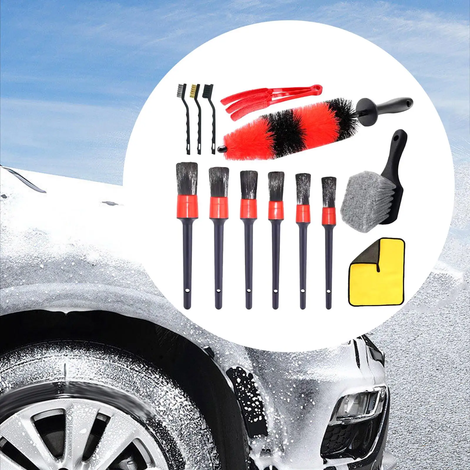 

Car Detailing Brush Set Car Care Auto Detailing Drill Brush Car Wash Cleaning Tools for Interior Exterior Air Vent Tire