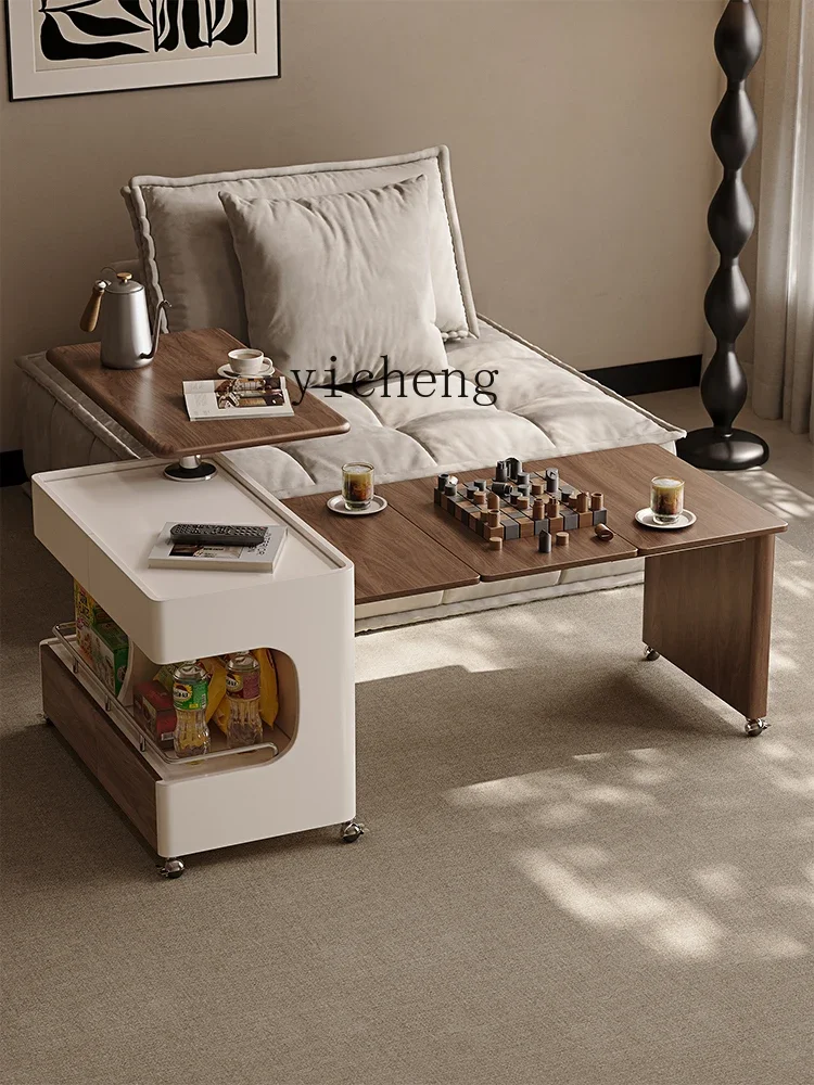 D17removable Coffee Table Retractable Folding Small Apartment Cream Wind Trolley Household Living Room Lifting Sofa Side Table