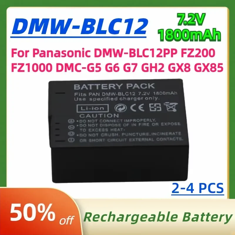For Panasonic DMW-BLC12 DMW-BLC12E Digital Battery 7.2V 1800mAh for Panasonic DMW-BLC12PP FZ200 FZ1000 DMC-G5 G6 G7 GH2 GX8