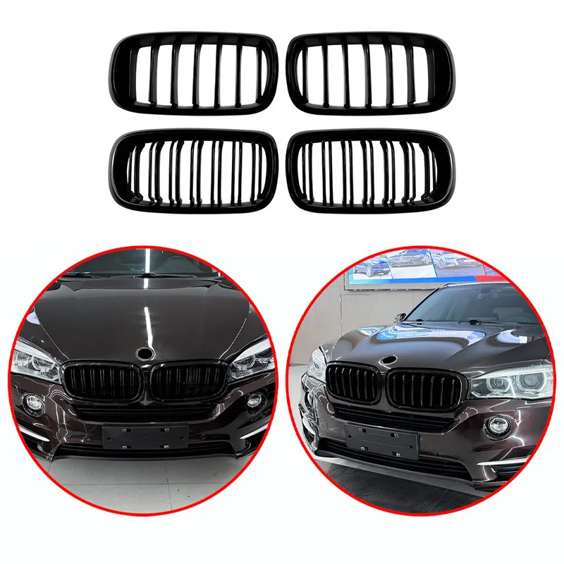 For BMW X5 F15 X6 F16 2014-2018 High Quality ABS Single Line & Double Lines Kidney Grille Car Front Bumper Grill Glossy Blac