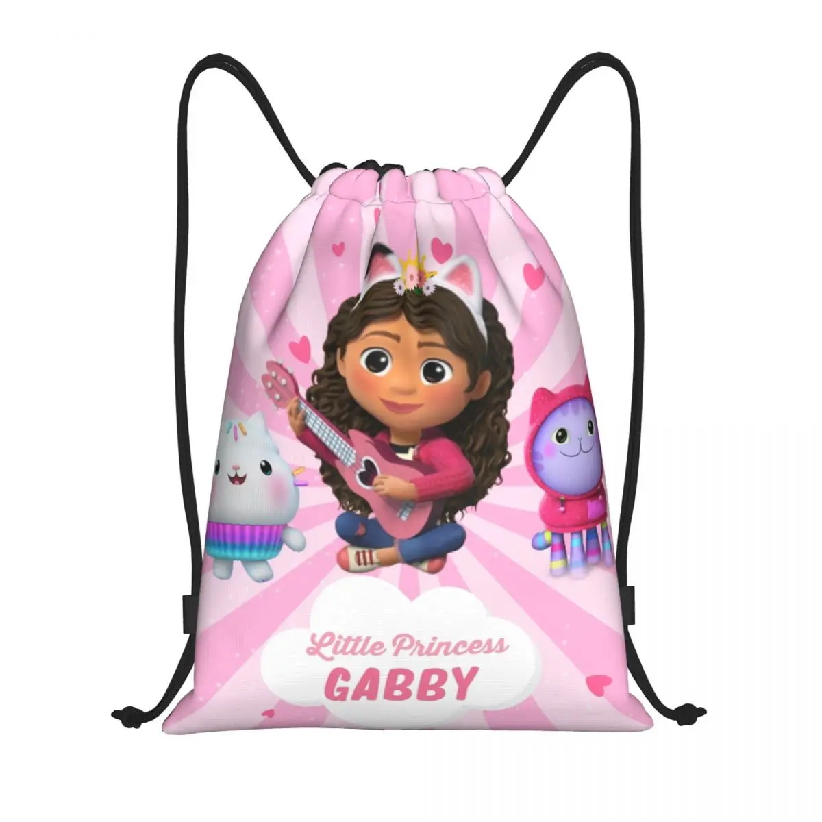 Gabbys Dollhouse Drawstring Bag para homens e mulheres, Portable Sports Gym Sackpack, Cartoon Cats, Animais Training Storage Backpacks, Engraçado