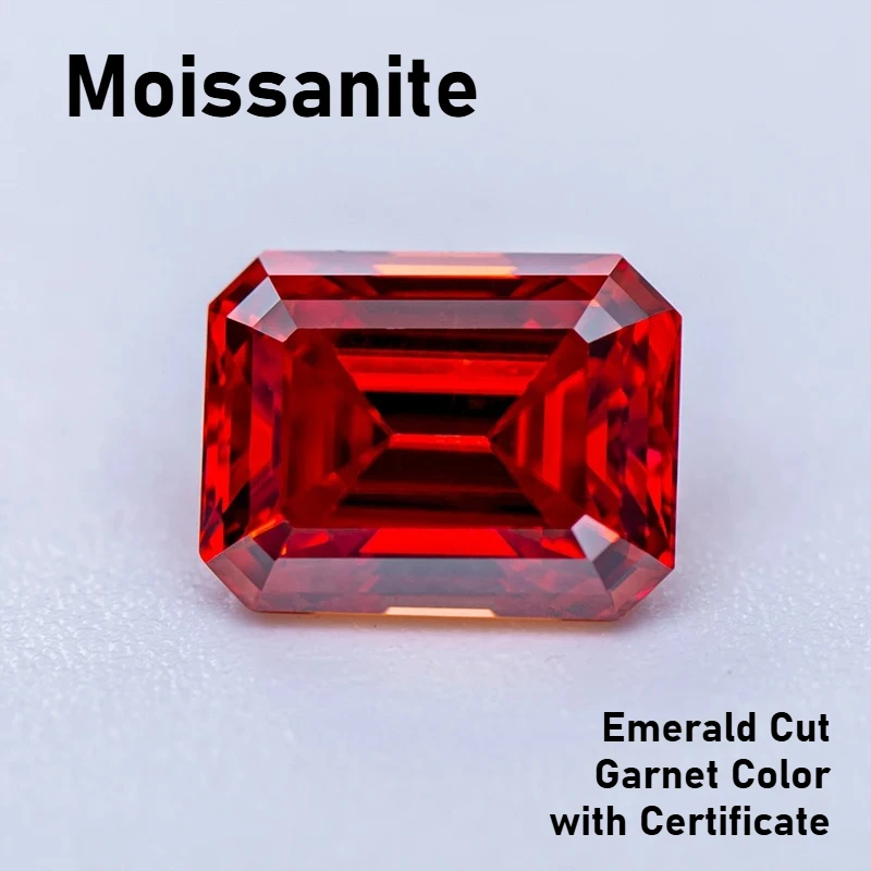 

Moissanite Emerald Cut Garnet Color VVS1 High-quality DIY Charms Jewelry Making Main Materials with Certificate