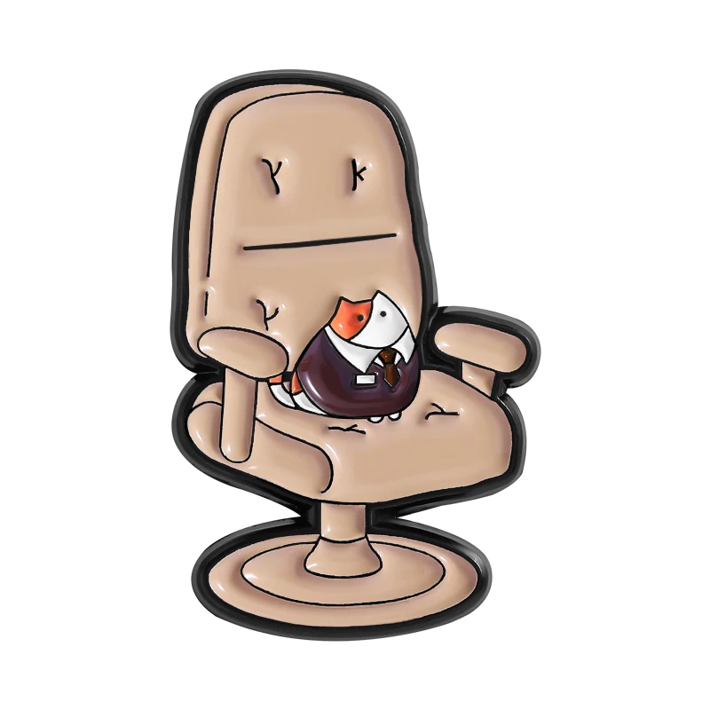

Boss Cat Brooch Enamel Pins Cartoon Cute kitten Business Cat In Executive Office Chair Metal Brooches Lapel Badge Jewelry Gifts