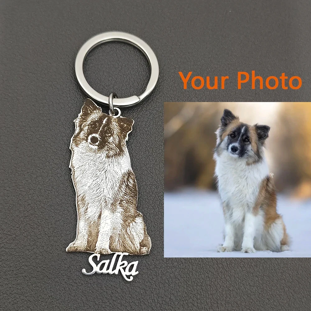 

Custom Pet Photo Exquisite Cute Pendant Keychain Stainless Steel Commemorate Gifts For Pet Lover Personalized Jewelry Keychain