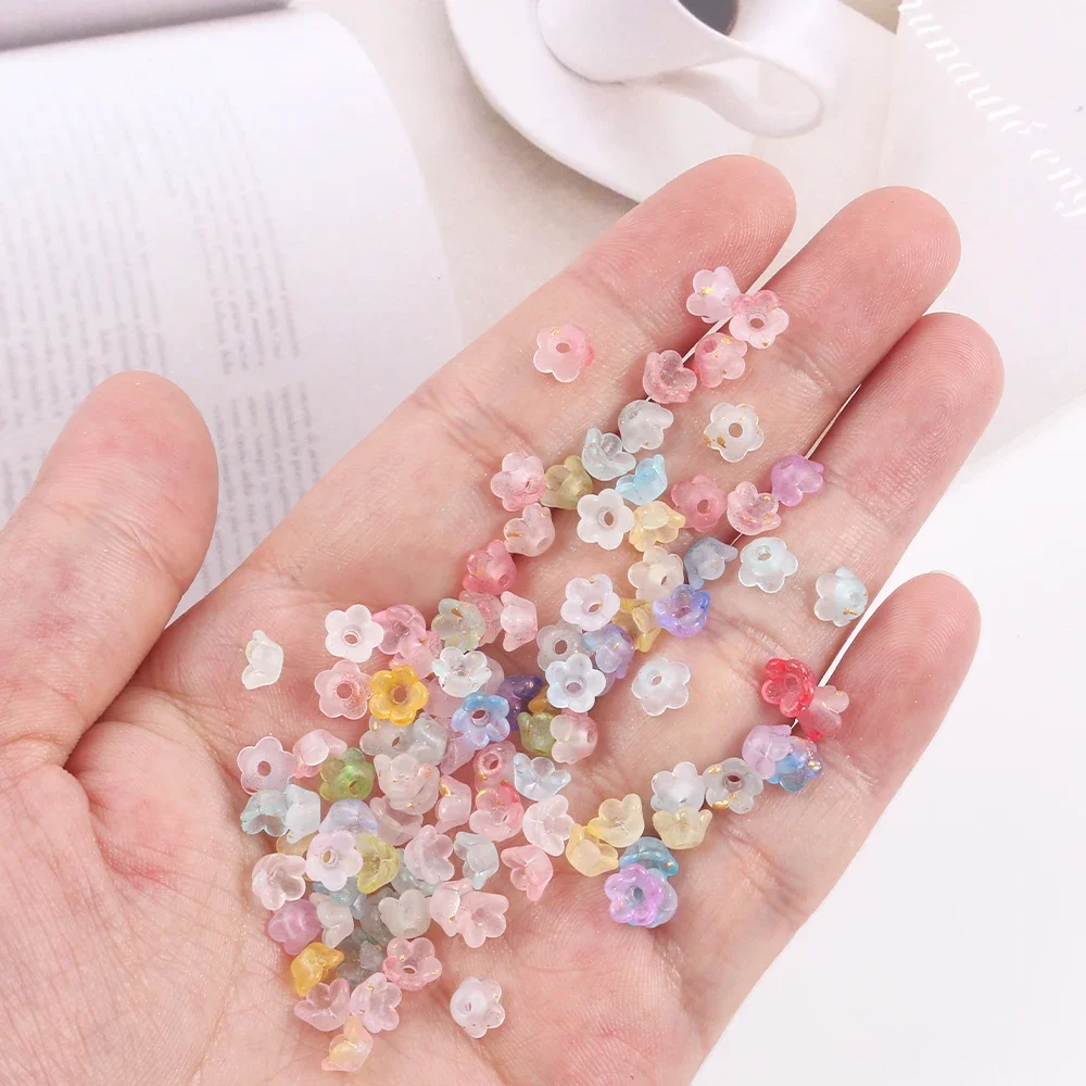 300 szt. Koraliki akrylowe gradientowe 3x6mm, przekładki kwiatowe, końcówki do koralików, nakładki do samodzielnego tworzenia kolczyków, bransoletek i biżuterii.