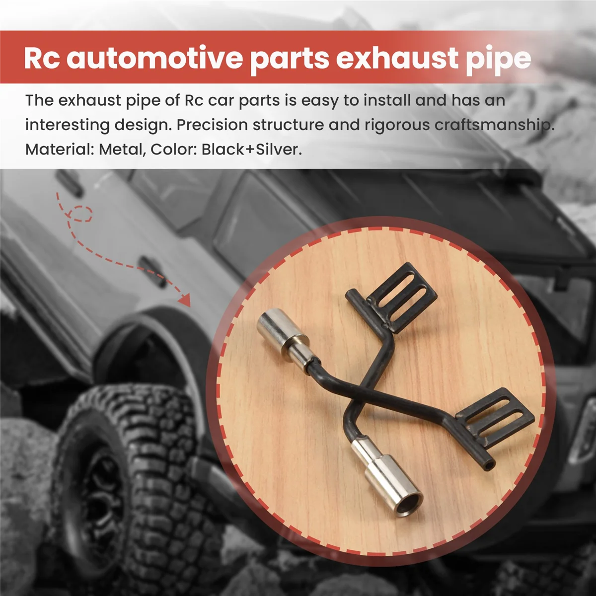 Tubo de escape de simulación de Metal de BAAA-1Pair, ventilación de Gas para Traxxas Trx4 Defender Ford Bronco SCX10 Rc, piezas de coche, colector de escape