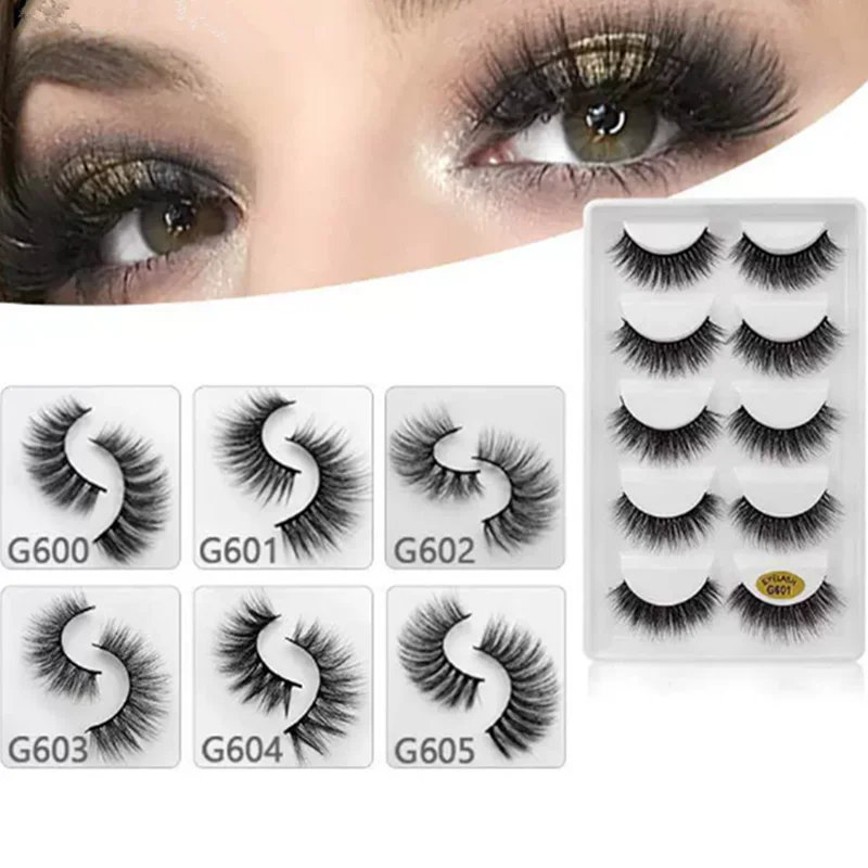 5 pares de maquiagem de palco natural com cílios postiços grossos aplicados cílios de pele de raposa 3D para venda