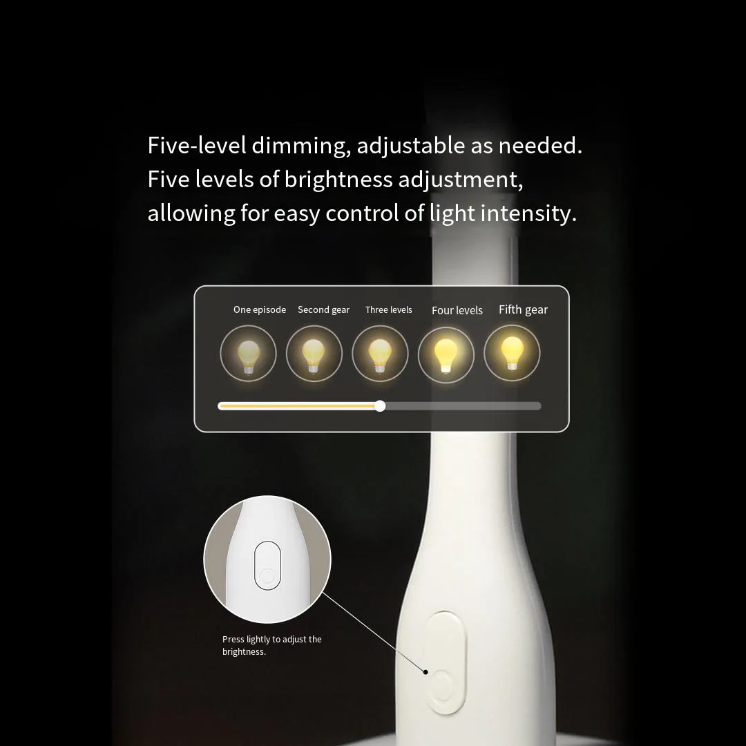 Xiaomi youpin usb luz led 5 níveis de brilho 5v 1.2w portátil lâmpada led de poupança de energia com braço ajustável para banco de potência pc