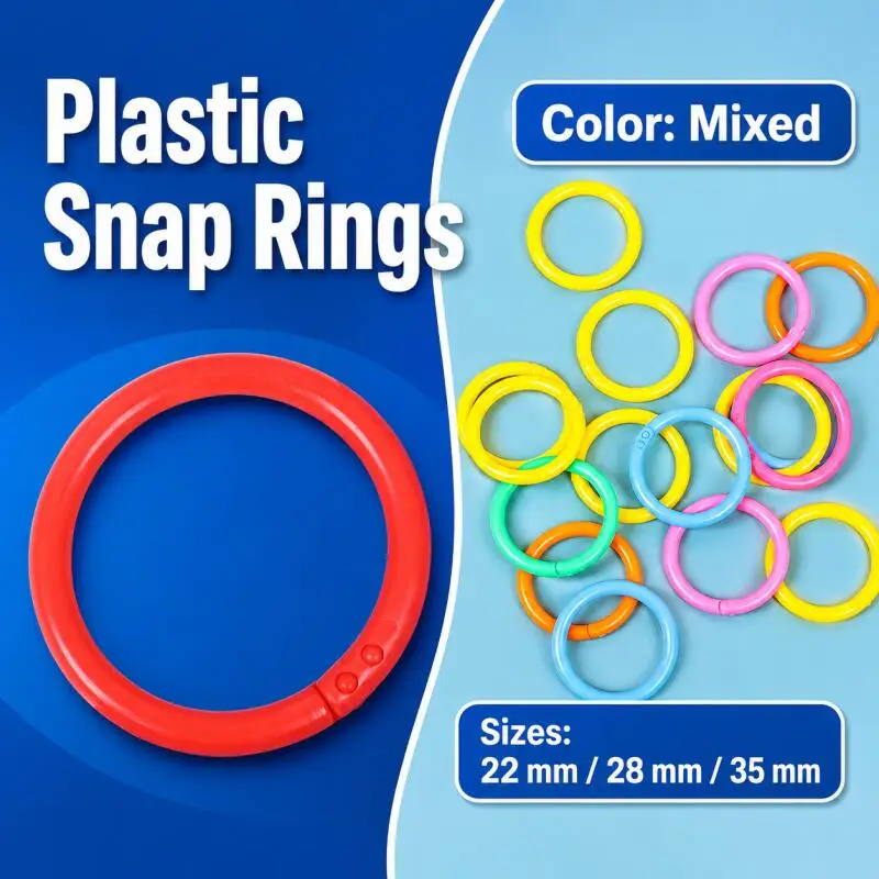 100 anneaux en plastique colorés pour albums DIY, fournitures de reliure de documents de bureau