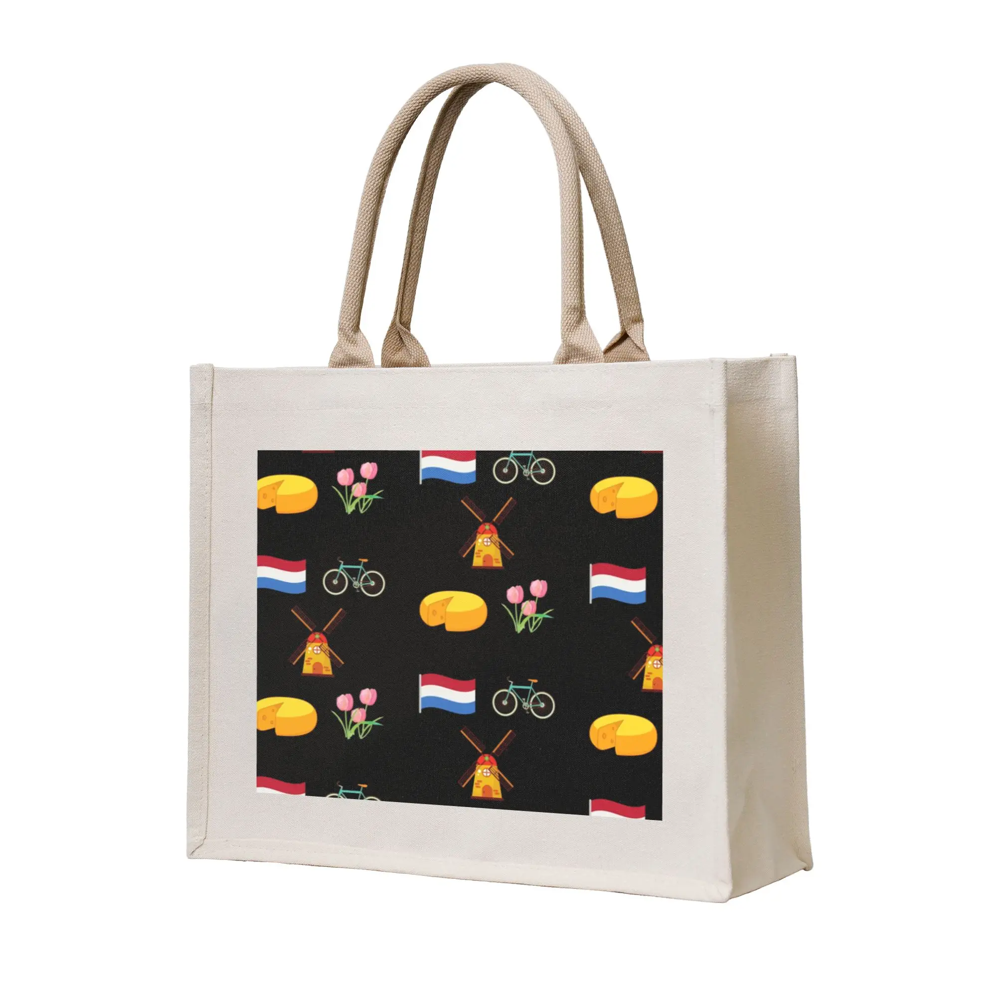 

Kawaii Printed The Netherlands Flag Tote Shopping Bags Portable Shoulder Shopper Holland Handbag