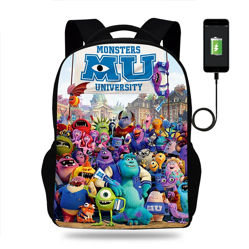 

Disney Monsters University Backpack Boys Girls School Bag Teenager Book Bags Men Women Rucksack USB Travel Knapsack Mochila