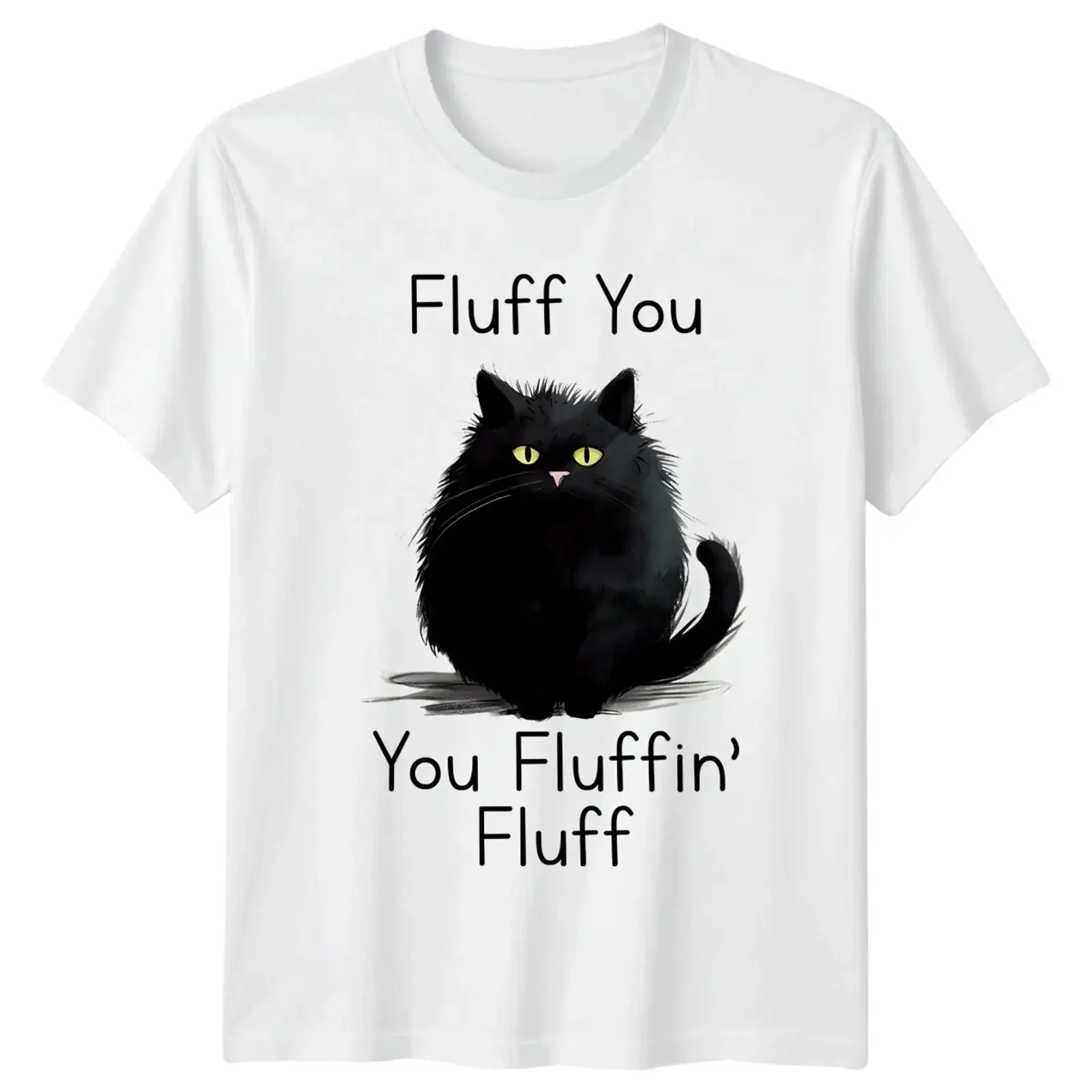 T Shirt Fluff You Fluffin' Katze lustig Kätzchen für Erwachsene vintage Washed Comfortable Versatile Casual fashion streetwear