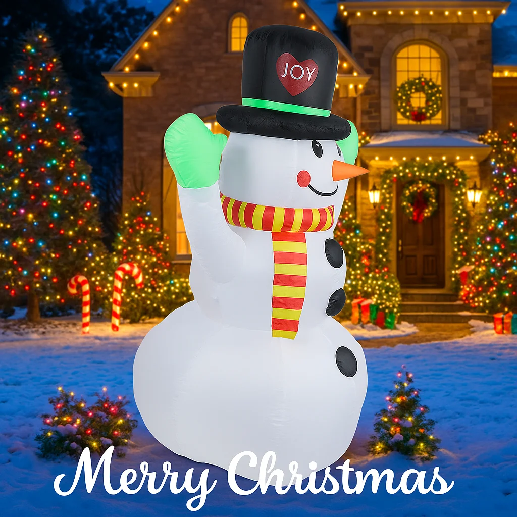 7,22 Fuß aufblasbarer Spielzeugschal Schneemann mit LED-Licht Weihnachten Hof Rasen Party Dekoration Weihnachten Home Supplie Ornamente Festliches Geschenk