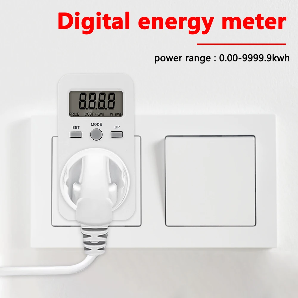 Medidor de Energia Digital, Tomada Wattmeter, Tensão, Consumo de Energia, Watt AC, Analisador de Eletricidade, Monitor Tester, EU, US Plug, 230V