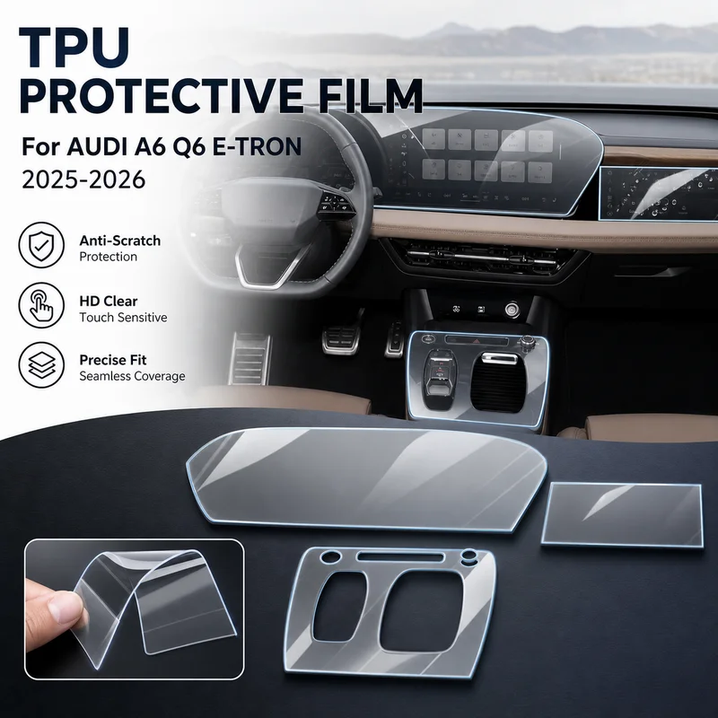 For AUDI A6 Q6 E-TRON 2025 2026 TPU Protective Film Anti-Scratch Navigation Screen Gear Panel Interior Accessories Set
