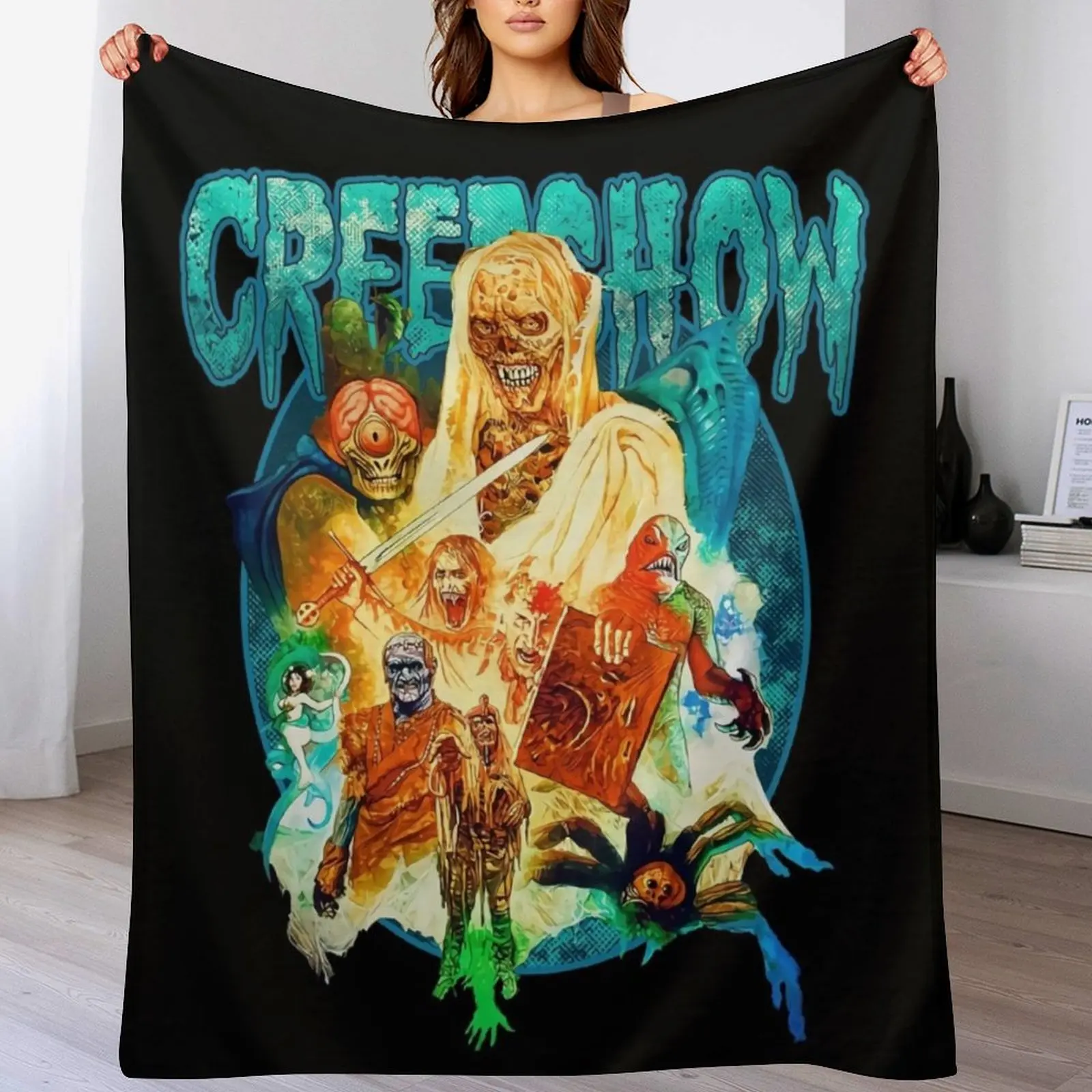 

GLOW IN THE DARK CREEPSHOW Throw Blanket Hairy Decorative Sofas Single Warm Blankets