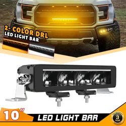 New Super Slim 10inch White & Amber Light LED Light Bar 12V 24V 3500K 6500K DRL off-road use Driving Led Work Light For Truck