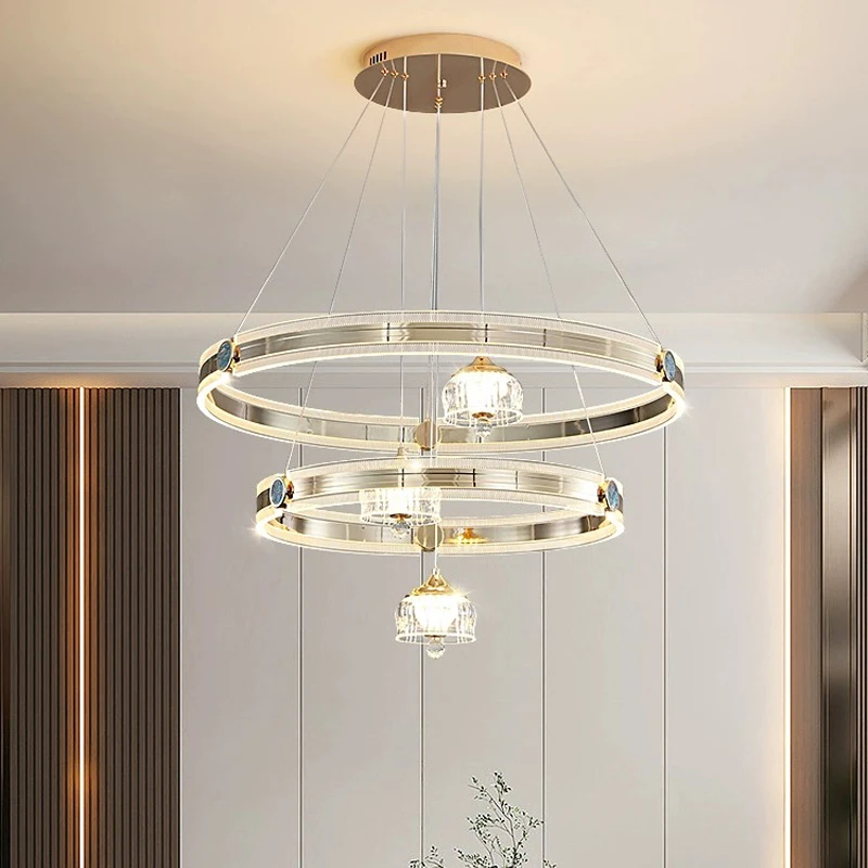 

BOSSEN Italian crystal chandelier for living room, RC dimmable, height-adjustable crystal chandelier for restaurants.