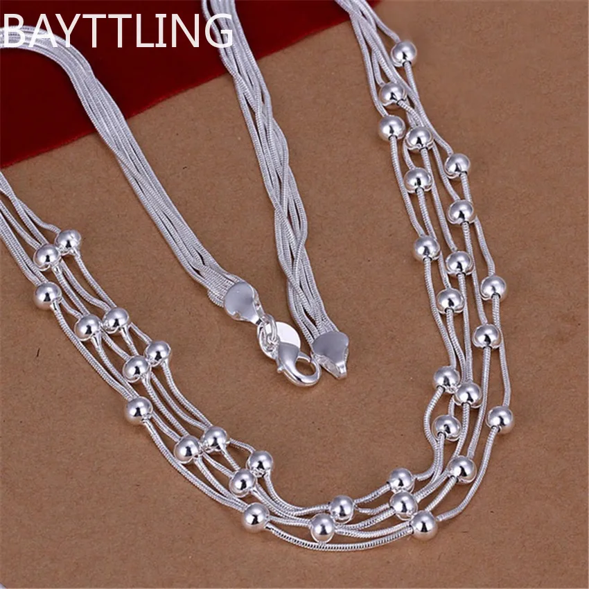 

Hot Retro Charm 925 Sterling Silver Necklace for Women Lady Chain Solid Bead Fashion Trends Wedding Party Jewelry Gifts