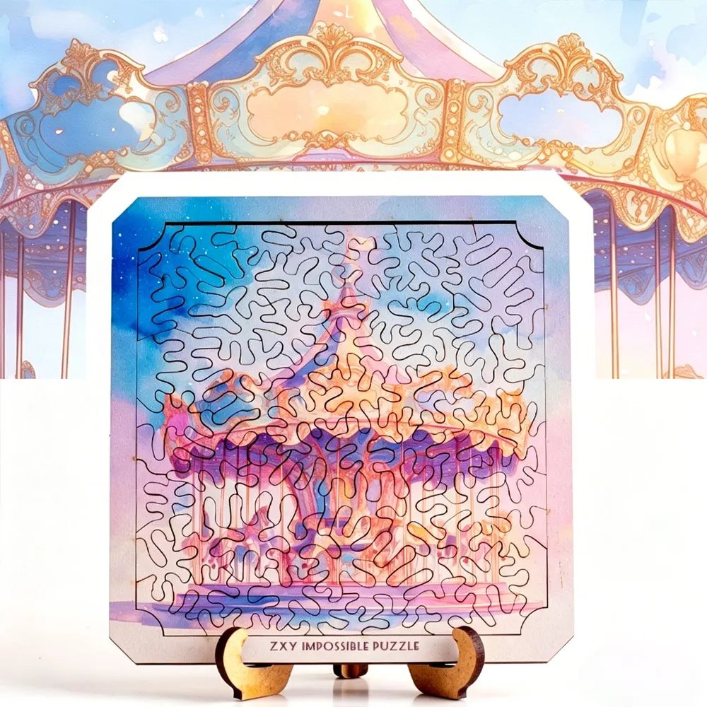 

"Carousel" Wooden Puzzle Immersive Stress Relief Toy for Kids Creative Fun Birthday Gift & Educational Desktop Decor UG410