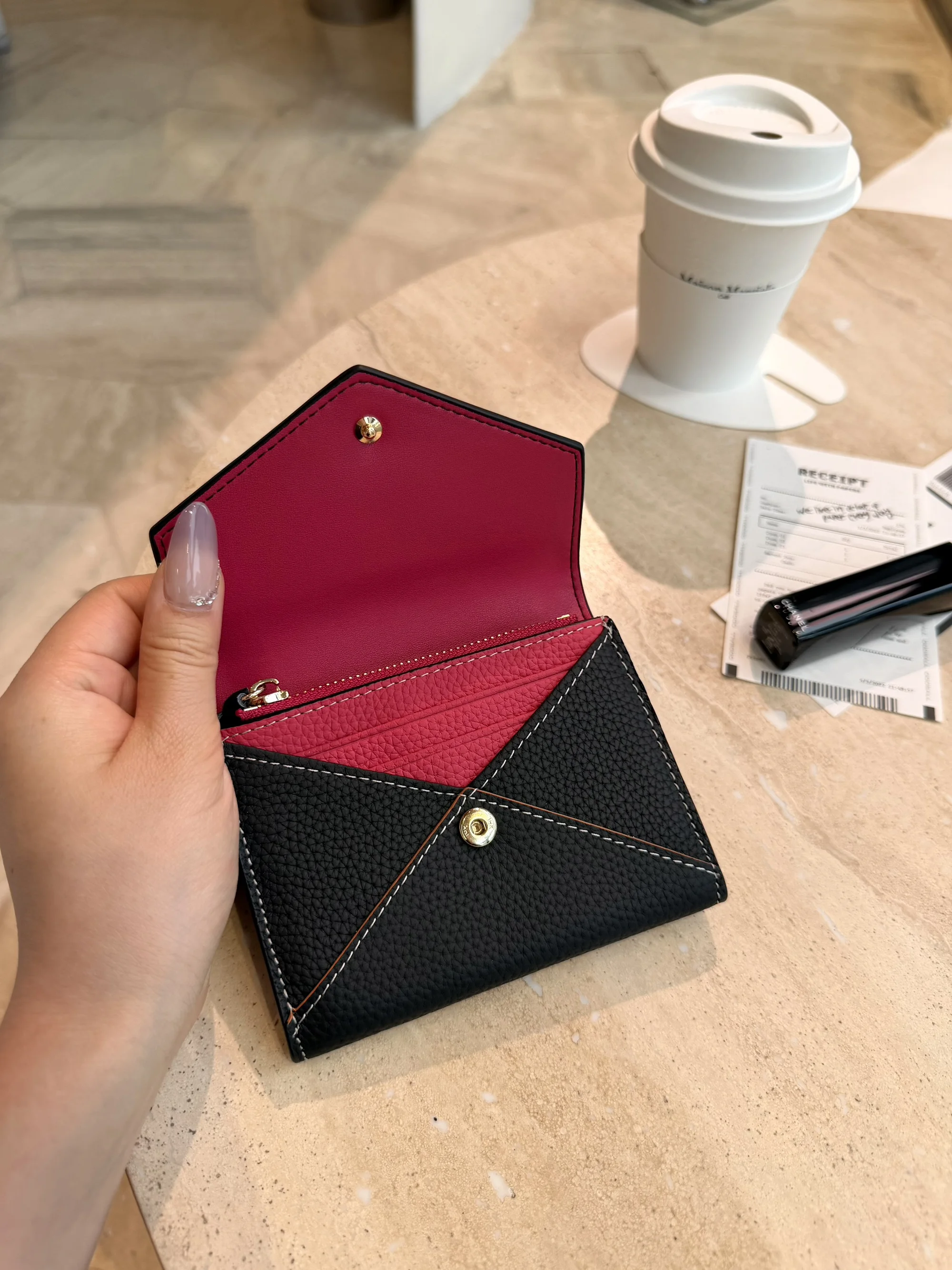 roselyn-korean-style-short-wallet-card-holder-leather-coin-purse-color-block-design-daily-use-women's-accessory