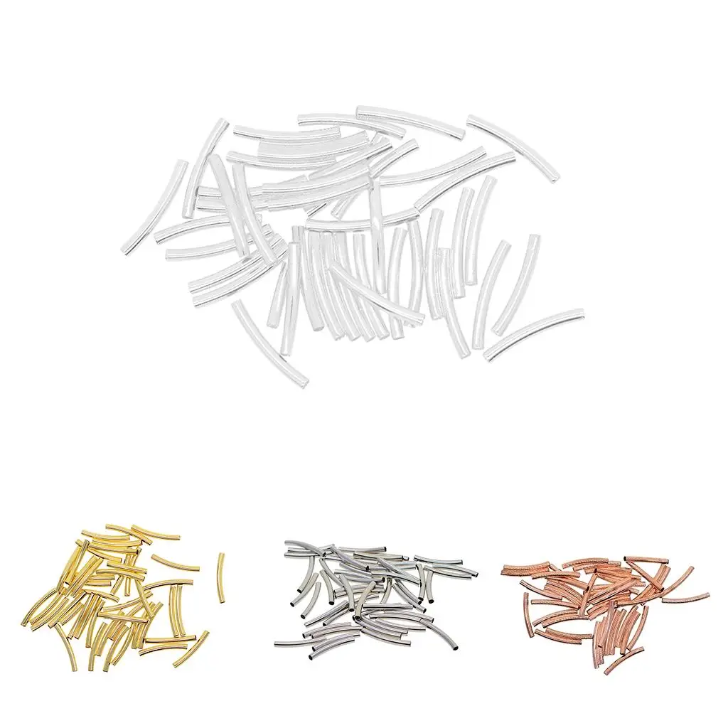 50 قطعة النحاس طويل منحني السلس أنبوب فاصل حبة 25x3 مللي متر DIY بها بنفسك صنع المجوهرات