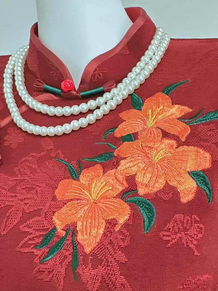 

Red New Chinese Sle Qipao Winter Wedding Dr Thiened Fce Ele High-Quali Cus-Made Suit for Wedding