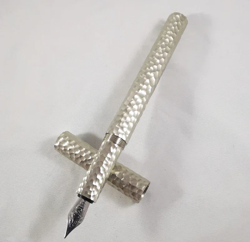 Hot White Copper Pure Handmade Hammer Fountain Pen Imported From Germany Schmidt EF 0.38mm Nib Practicing Writing Office Supplie