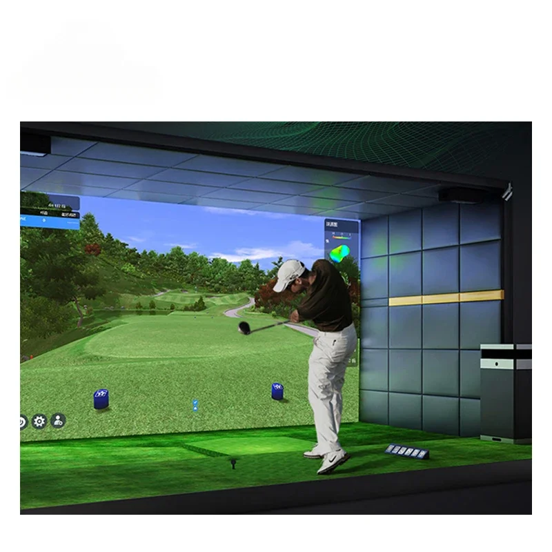 Indoor golf simulator  interactive projection golf game with golf simulator screen