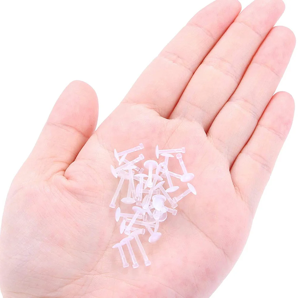 2pcs Barbell Tongue Belly Ring Invisible Nose Rings Clear White Acrylic Ball Punk Bar Lip Ring Silicone Eyebrow Body Piercing