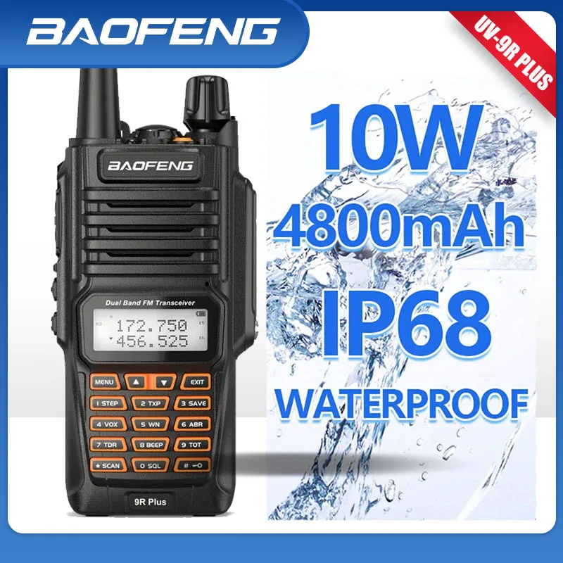 

Портативная рация Baofeng UV-9R Plus IP68, дальность действия 16 км, 10 Вт, VHF/UHF, портативная Любительская UV9R для охоты