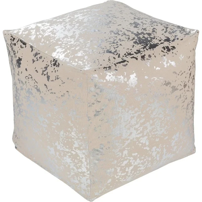 Speckle Hocker, 18 "x 18" x 18 ", metallic silber/khaki